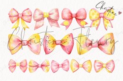 Watercolor Pink Lemonade Bow Clipart Product Image 4