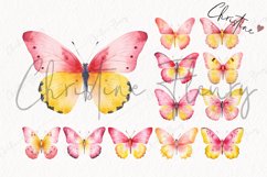 Watercolor Pink Lemonade Butterfly Clipart Product Image 5