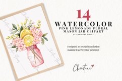 Watercolor Pink Lemonade Lips Clipart Product Image 2