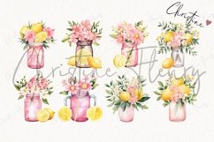Watercolor Pink Lemonade Lips Clipart Product Image 5