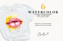 Watercolor Pink Lemonade Lips Clipart Product Image 2