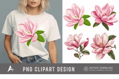 Watercolor Pink Magnolia Flower Clipart Product Image 1