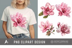 Watercolor Pink Magnolia Flower Clipart Product Image 1