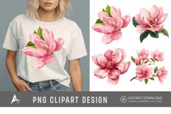 Watercolor Pink Magnolia Flower Clipart Product Image 1