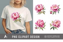 Watercolor Pink Peonies Clipart Product Image 1