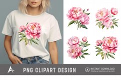 Watercolor Pink Peonies Clipart Product Image 1