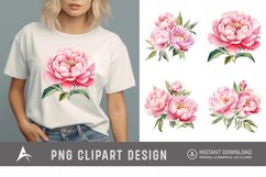 Watercolor Pink Peonies Clipart Product Image 1