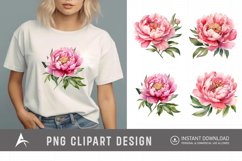 Watercolor Pink Peonies Clipart Product Image 1