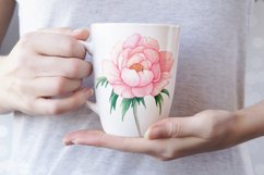 Watercolor Pink Peonies Flowers Clipart Product Image 5