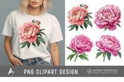 Watercolor Pink Peony Clipart Product Image 1