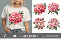 Watercolor Pink Peony Clipart Product Image 1