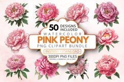 Watercolor Pink Peony Clipart Bundle Product Image 1