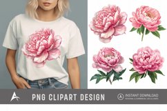 Watercolor Pink Peony Clipart Product Image 1