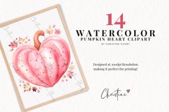 Watercolor Pumpkin Hearts Clipart Product Image 2