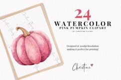 Watercolor Pink Pumpkins Clipart Product Image 2