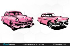 Watercolor Pink Retro Car PNG Clipart Product Image 1