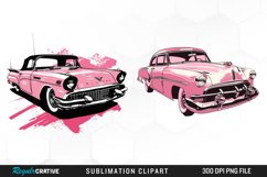 Watercolor Pink Retro Car PNG Clipart Product Image 1