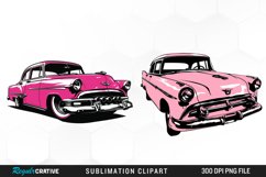 Watercolor Pink Retro Car PNG Clipart Product Image 1
