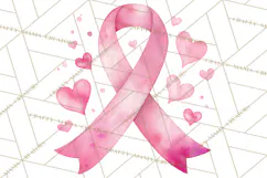 Watercolor Pink Ribbon Clipart, Breast Cancer Awareness PNG Product Image 4