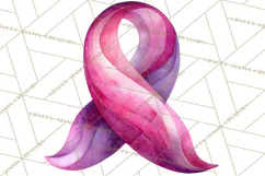 Watercolor Pink Ribbon Clipart, Breast Cancer Awareness PNG Product Image 5