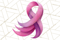 Watercolor Pink Ribbon Clipart, Breast Cancer Awareness PNG Product Image 2