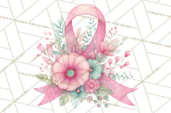 Watercolor Pink Ribbon Clipart, Breast Cancer Awareness PNG Product Image 5