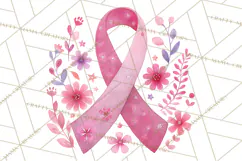 Watercolor Pink Ribbon Clipart, Breast Cancer Awareness PNG Product Image 2
