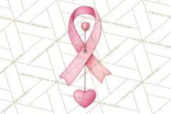Watercolor Pink Ribbon Clipart, Breast Cancer Awareness PNG Product Image 2