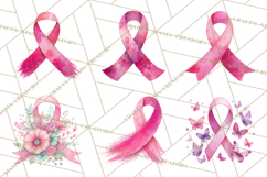 Watercolor Pink Ribbon Clipart, Breast Cancer Awareness PNG Product Image 2