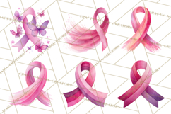 Watercolor Pink Ribbon Clipart, Breast Cancer Awareness PNG Product Image 3
