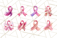 Watercolor Pink Ribbon Clipart, Breast Cancer Awareness PNG Product Image 8