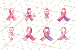 Watercolor Pink Ribbon Clipart, Breast Cancer Awareness PNG Product Image 9