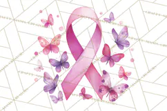 Watercolor Pink Ribbon Clipart, Breast Cancer Awareness PNG Product Image 3