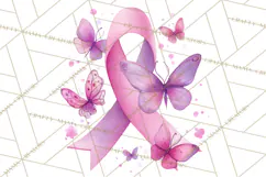Watercolor Pink Ribbon Clipart, Breast Cancer Awareness PNG Product Image 4