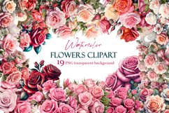 Watercolor Pink Rose Clipart, Blush Rose Product Image 1