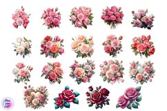 Watercolor Pink Rose Clipart, Blush Rose Product Image 2