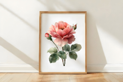 Watercolor Pink Rose Flower Clipart Product Image 3