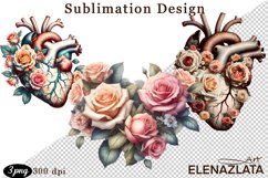 Watercolor pink roses flower Clipart. sublimation Product Image 1