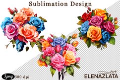 Watercolor pink roses flower Clipart. sublimation Product Image 1