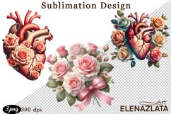 Watercolor pink roses flower Clipart. sublimation Product Image 1