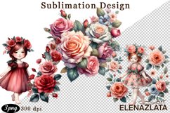Watercolor pink roses flower Clipart. sublimation Product Image 1