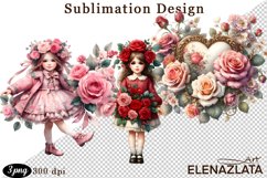 Watercolor pink roses flower Clipart. sublimation Product Image 1