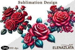 Watercolor pink roses flower Clipart. sublimation Product Image 1