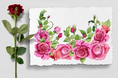 Watercolor Pink roses Flower Clipart Product Image 6