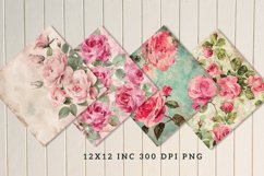 Watercolor Pink Roses Seamless Digital Paper Bundle Product Image 2