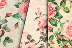 Watercolor Pink Roses Seamless Digital Paper Bundle Product Image 3