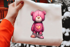 Watercolor Pink Teddy Bear Clipart Product Image 2