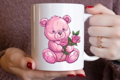 Watercolor Pink Teddy Bear Clipart Bundle Product Image 7
