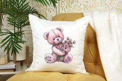 Watercolor Pink Teddy Bear Clipart Bundle Product Image 6
