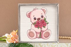 Watercolor Pink Teddy Bear Clipart Bundle Product Image 2